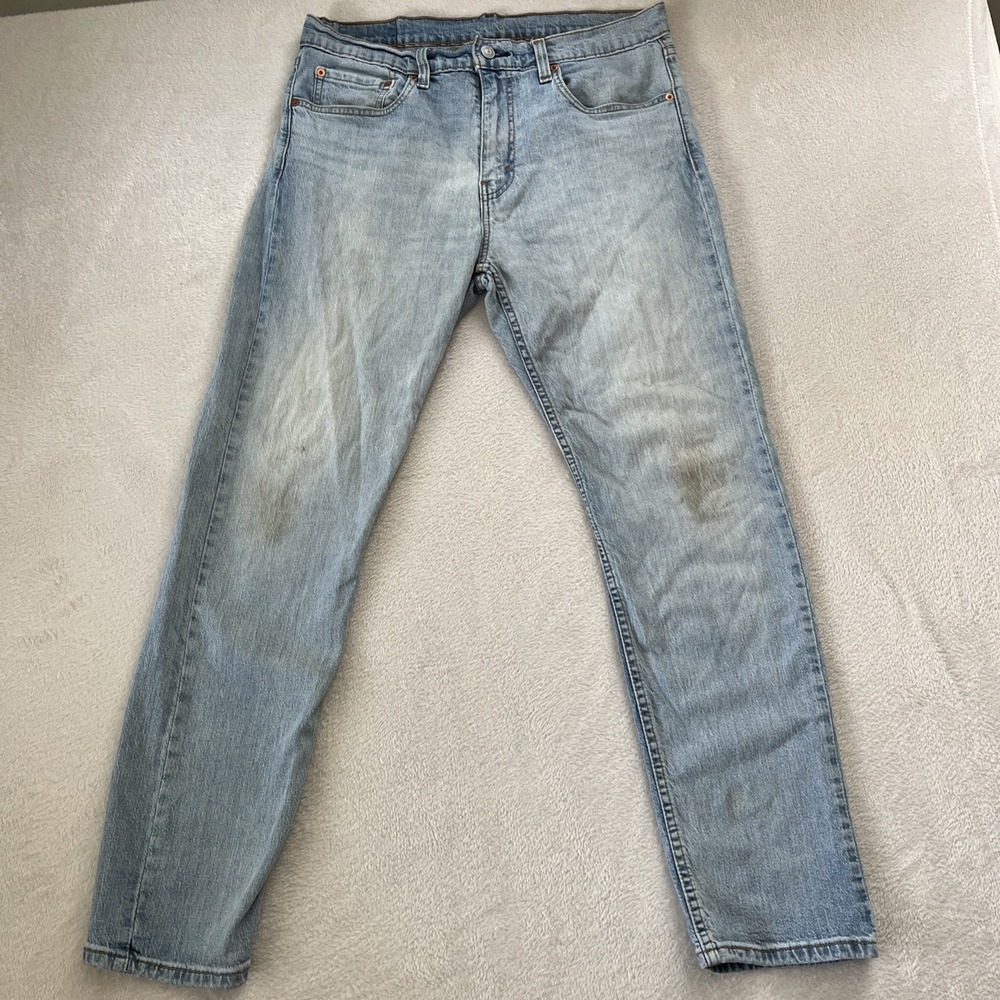 Levi's 502 Regular Taper Jeans Men's Size 34x32 Light Wash Denim Pants  Distress